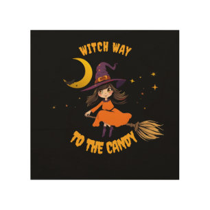 Halloween Witch- Which Way to The Candy Wood Wall Art