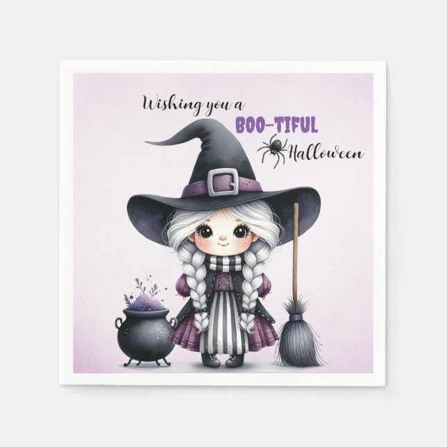 Halloween Witch Witchcraft Wizards Castle Napkins (Front)