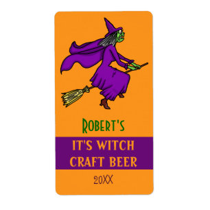 Halloween Witch Witches Craft Beer Bottle Brewing Label
