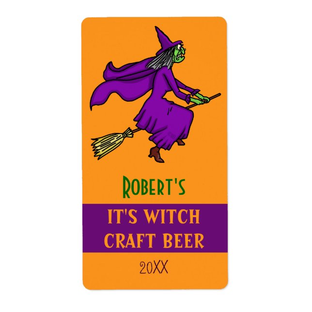 Halloween Witch Witches Craft Beer Bottle Brewing Label (Front)