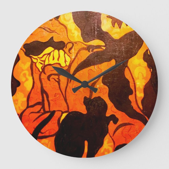 Halloween Witch with a Black Cat Clock (Front)