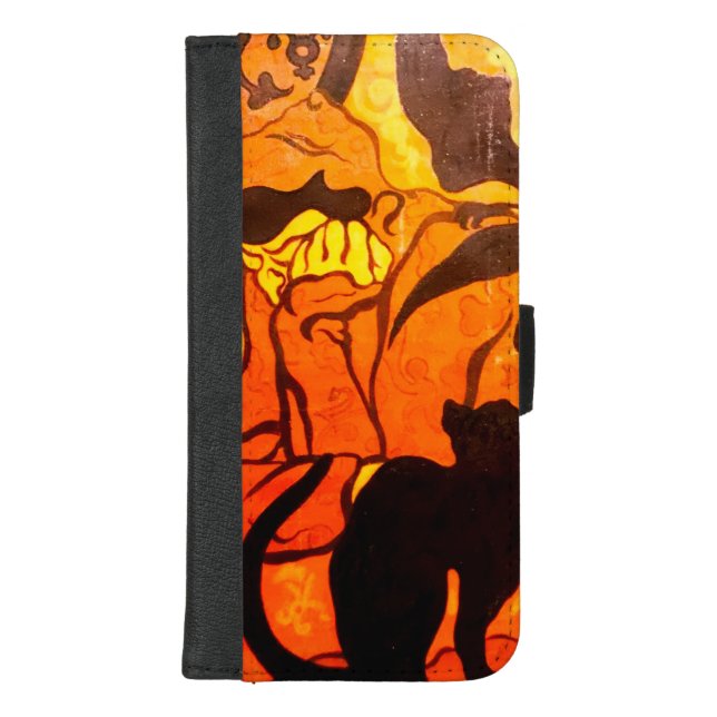 Halloween Witch with a Black Cat iPhone Wallet Case (Front)