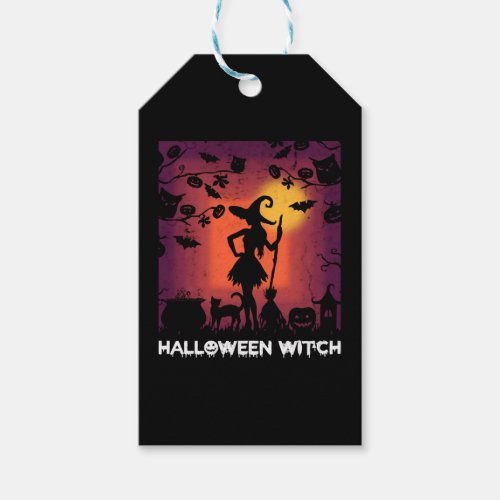 Halloween Witch With A Broom _ Halloween Costume Gift Tags