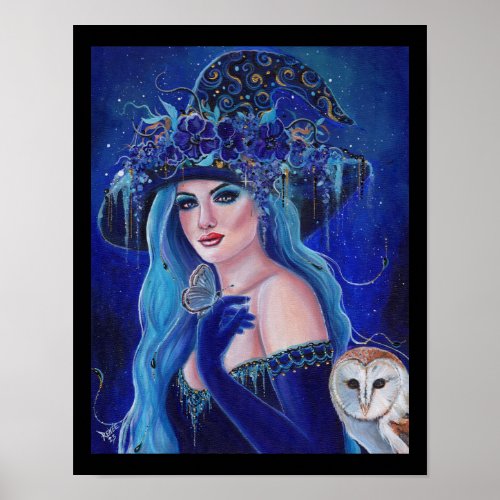 Halloween witch with butterflies by Renee Lavoie Poster