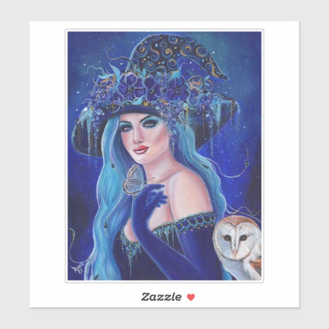 Halloween witch with butterflies by Renee Lavoie Sticker (Sheet)