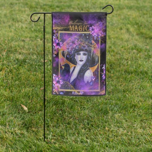 Halloween witch with flowers By Renee Lavoie Garden Flag