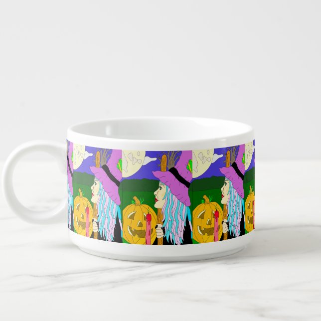 Halloween Witch with Pumpkin Autumn Bowl (Right)