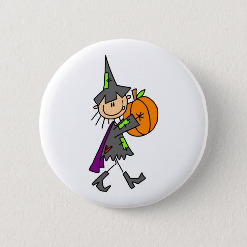 Halloween Witch with Pumpkin Pinback Button