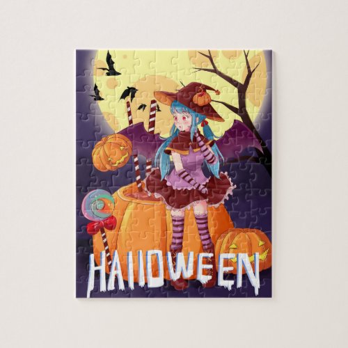 Halloween Witch With Wings Jigsaw Puzzle