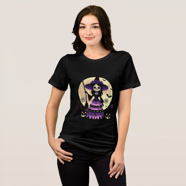 Halloween Witch Women’s T-Shirt – Spooky & Fun Gif Tri-Blend Shirt (Front Full)