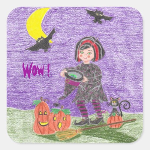 Halloween witch Wow  reward stickers