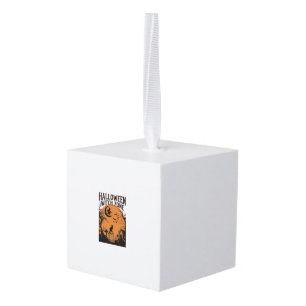 Halloween Witch Zone Black Cat Graveyard Bats Moon Cube Ornament