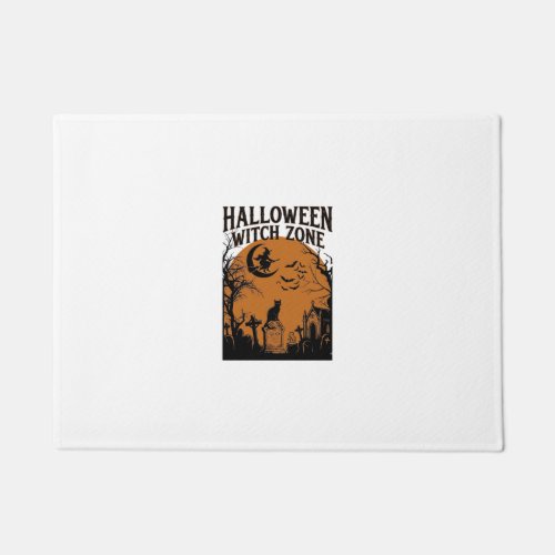 Halloween Witch Zone Black Cat Graveyard Bats Moon Doormat