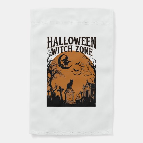 Halloween Witch Zone Black Cat Graveyard Bats Moon Garden Flag