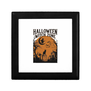 Halloween Witch Zone Black Cat Graveyard Bats Moon Gift Box