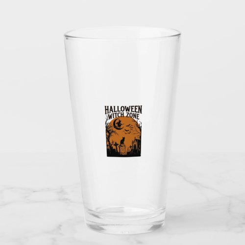 Halloween Witch Zone Black Cat Graveyard Bats Moon Glass
