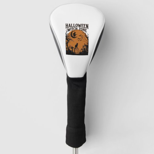 Halloween Witch Zone Black Cat Graveyard Bats Moon Golf Head Cover