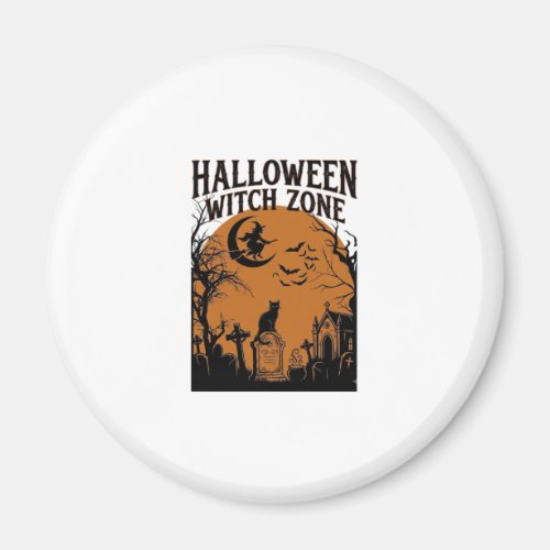 Halloween Witch Zone Black Cat Graveyard Bats Moon Magnet