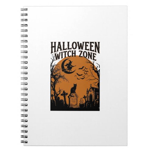 Halloween Witch Zone Black Cat Graveyard Bats Moon Notebook
