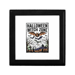 Halloween Witch Zone Vintage Graveyard Bats Design Gift Box