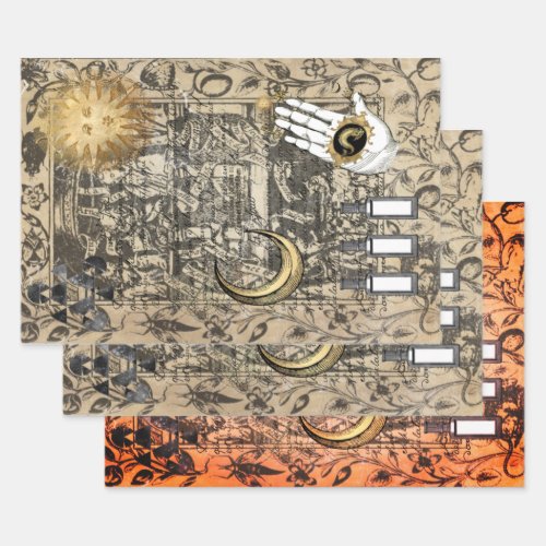 Halloween Witchcraft Medical Vintage Ephemera  Wrapping Paper Sheets