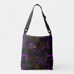 Halloween Witchcraft Pattern Neon 01 Black BG Crossbody Bag