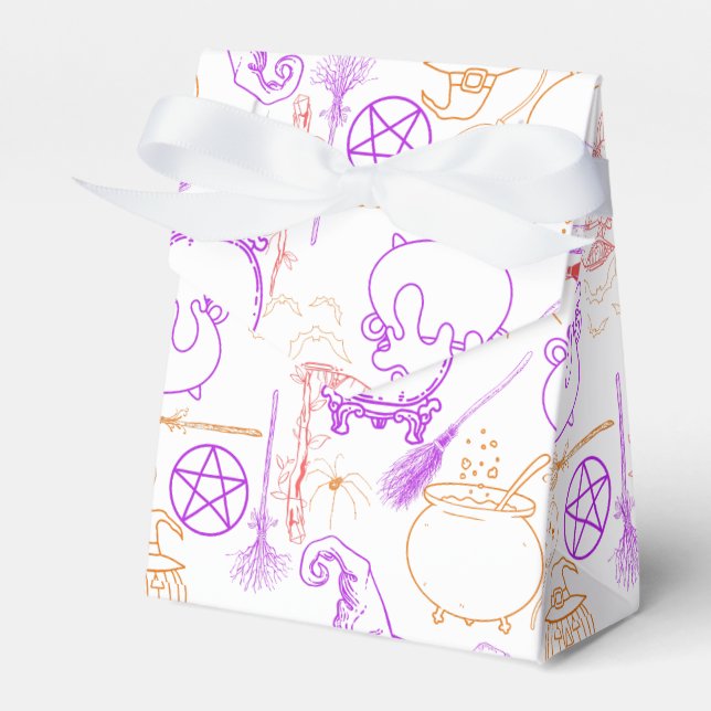 Halloween Witchcraft Pattern Neon 01 Favor Boxes (Front Side)