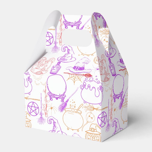Halloween Witchcraft Pattern Neon 01 Favor Boxes (Front Side)