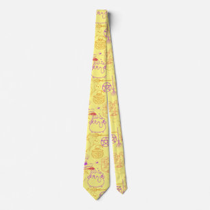 Halloween Witchcraft Pattern Neon 01 L Yellow BG Neck Tie