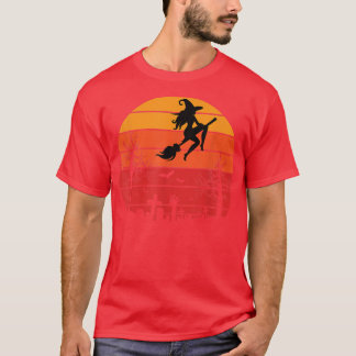 Halloween Witchcraft Witch Broom Spooky Graveyard T-Shirt