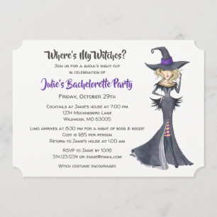 Halloween Witches Bachelorette Party Invitation
