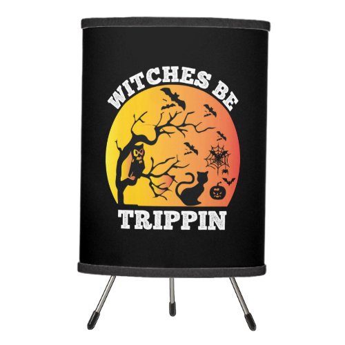 Halloween Witches Be Trippin Birthday Tripod Lamp