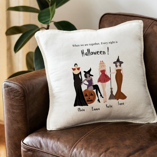 Halloween witches best friend gift throw pillow