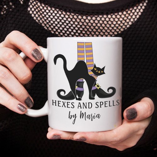 Halloween Witches Black Cat Cute Cute Script  Coffee Mug