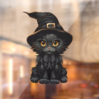 Halloween Witches Black Cat Window Decal Cling