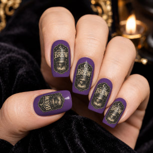 Halloween Witches Brew on Purple Minx Nail Art