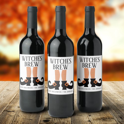 Halloween Witches Brew Personalized Wine Label