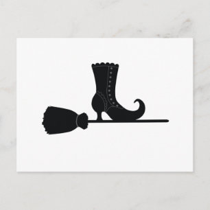 Halloween Witches Broom Postcard