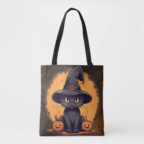 Halloween Witches Cat Trick or Treat Candy Tote Bag