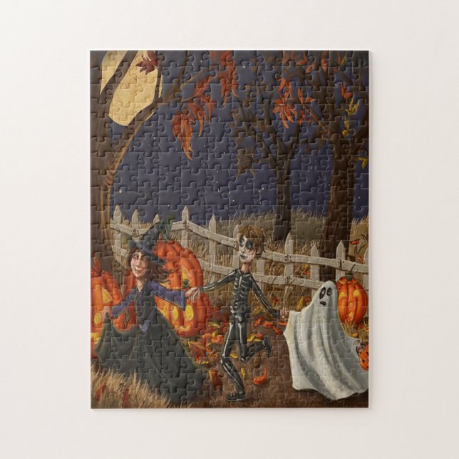 Halloween Witches Ghouls and Ghosts Oh My Jigsaw Puzzle (Vertical)