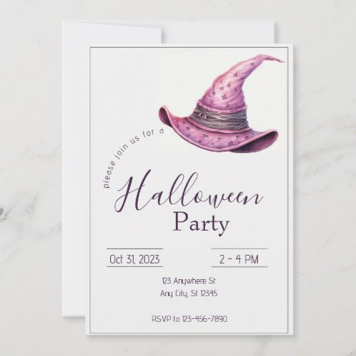 Halloween Witches Hat Pink Invitation