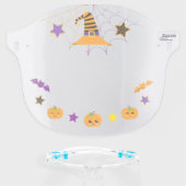 Halloween Witches hat Pumpkins Webs Stars Face Shield (Front w/Glasses)
