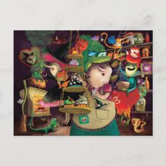 Halloween Witches Kitchen Postcard