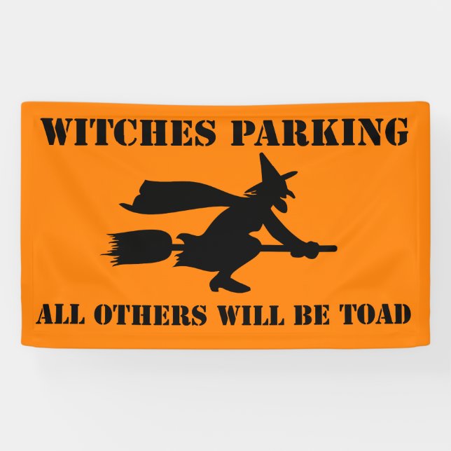 Halloween Witches Parking Humor Banner (Horizontal)