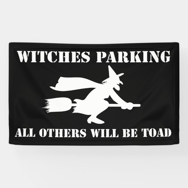 Halloween Witches Parking Humor Banner (Horizontal)