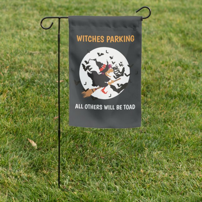 Halloween Witches Parking Humor Garden Flag (In SItu)