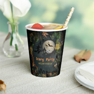 Halloween Witches Party Night Planner Invitation Paper Cups