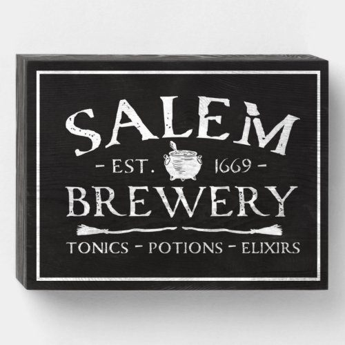 Halloween Witches Salem Brewery Decor Wooden Box Sign