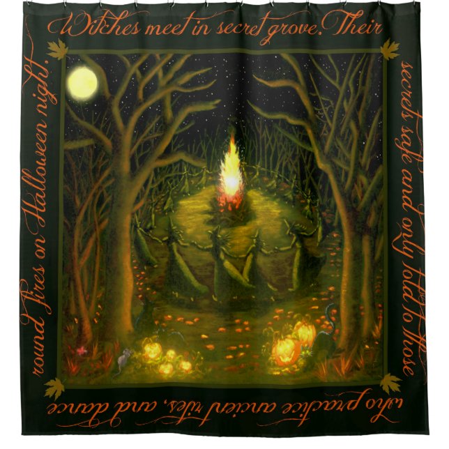 Halloween witches shower curtain (Front)