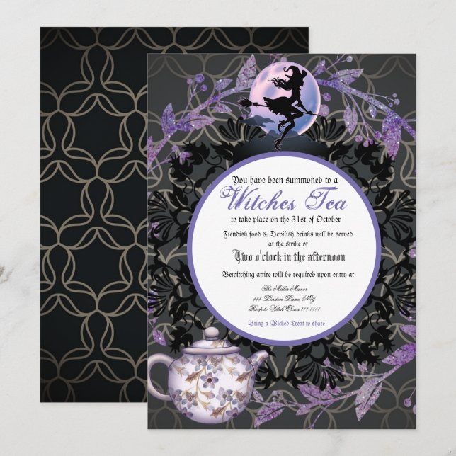Halloween Witches Tea Party Invitation (Front/Back)